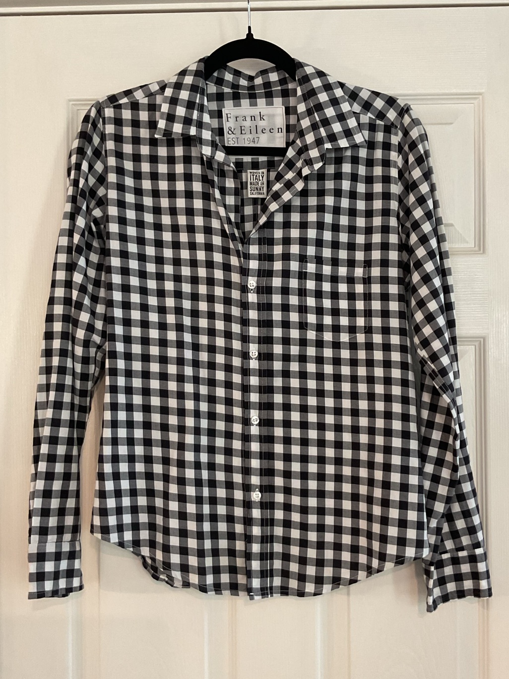 Frank & Eileen Barry Tailored Button Up In Black & White Gingham Size Small